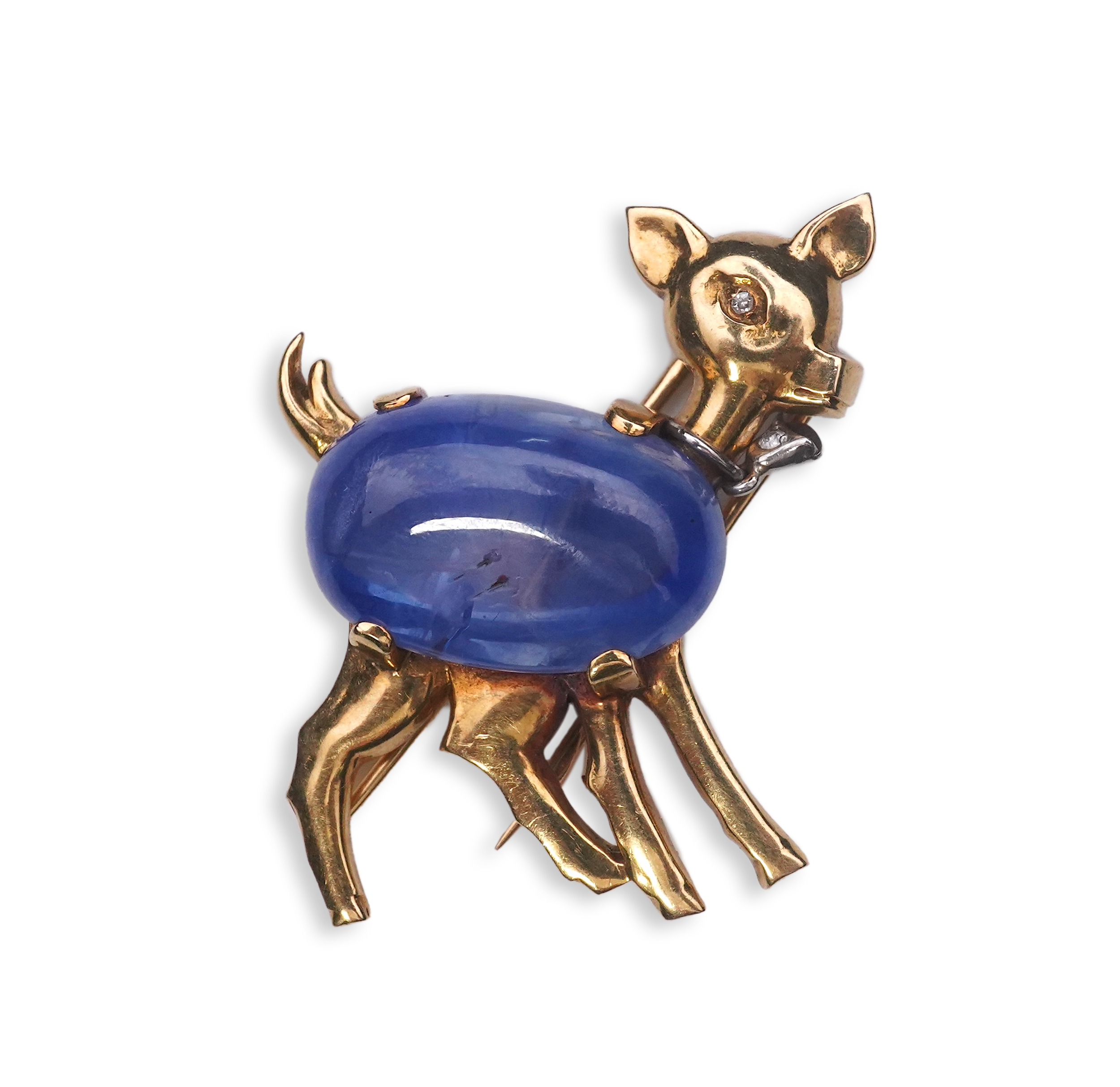 Van Cleef & Arpels, a rare sapphire and diamond deer brooch, circa 1950